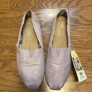 NWT TOMS Women Classic Orchid Metallic Linen Slip On Shoe Sz 9